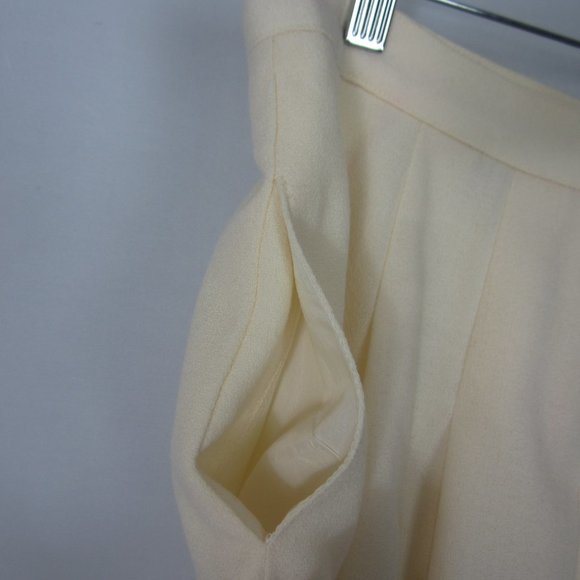Vtg Talbots Womens S / M Ivory 100% Wool Pleated Midi Skirt Made USA Waist 30" - Picture 7 of 11